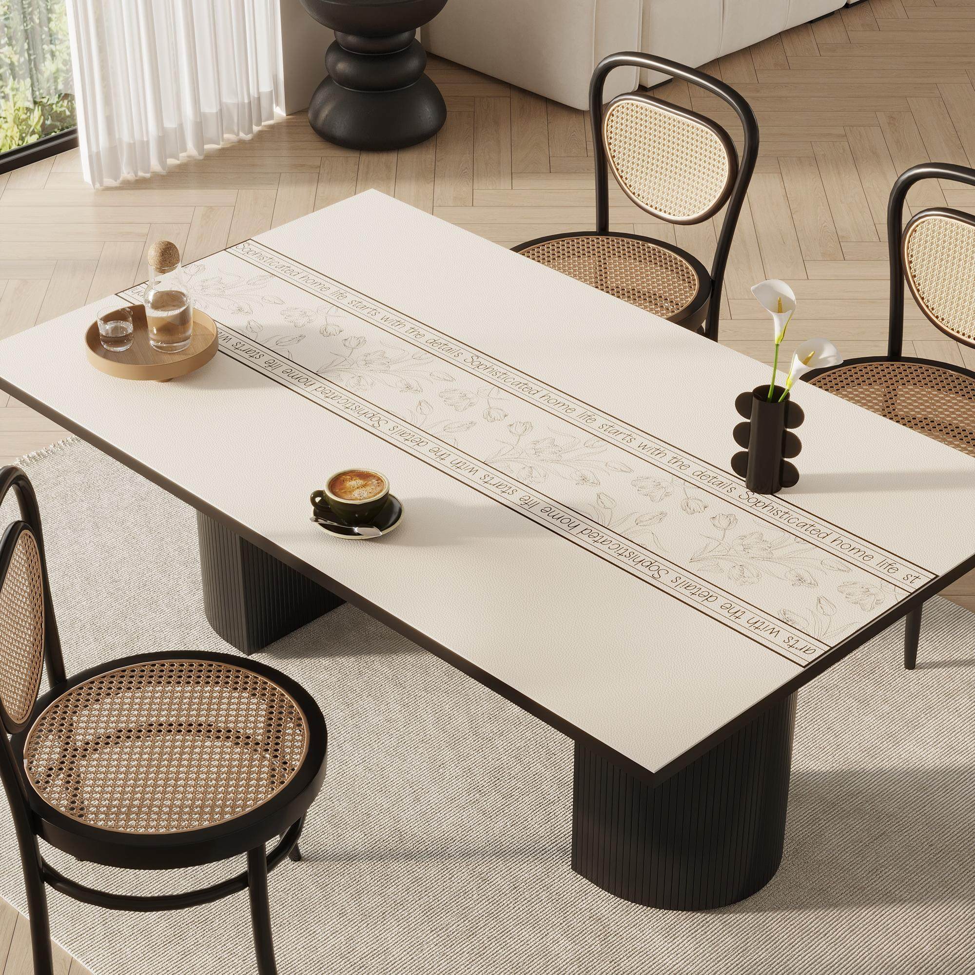 皮革餐桌垫防油防水免洗轻奢高级感茶几垫桌垫客厅电视柜茶几桌布,居家布艺,桌布,淘宝优惠券,粉丝福利购,淘宝优惠卷