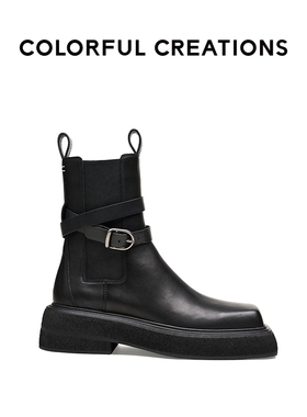 Colorful Creations设计师品牌2022秋冬新款厚底切尔西靴真皮短靴