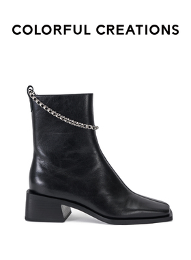 Colorful Creations赵粤同款原创设计师品牌秋冬新款方头骑士短靴