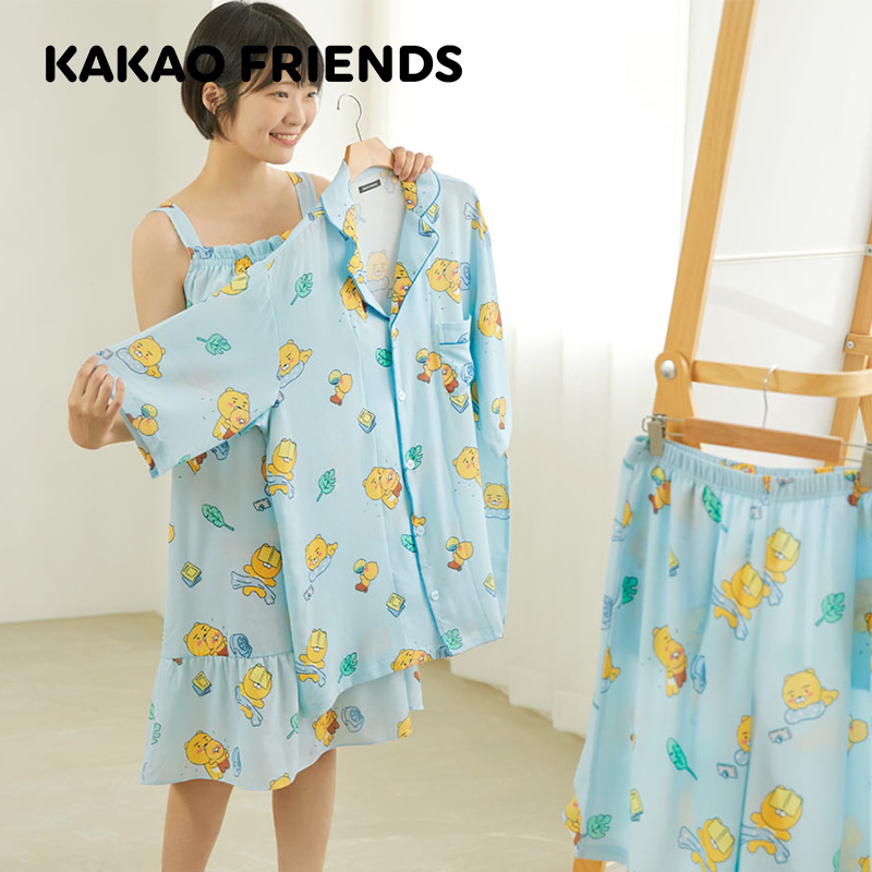 kakao friends 夏季短袖短裤韩版可爱休闲男女家居服套装