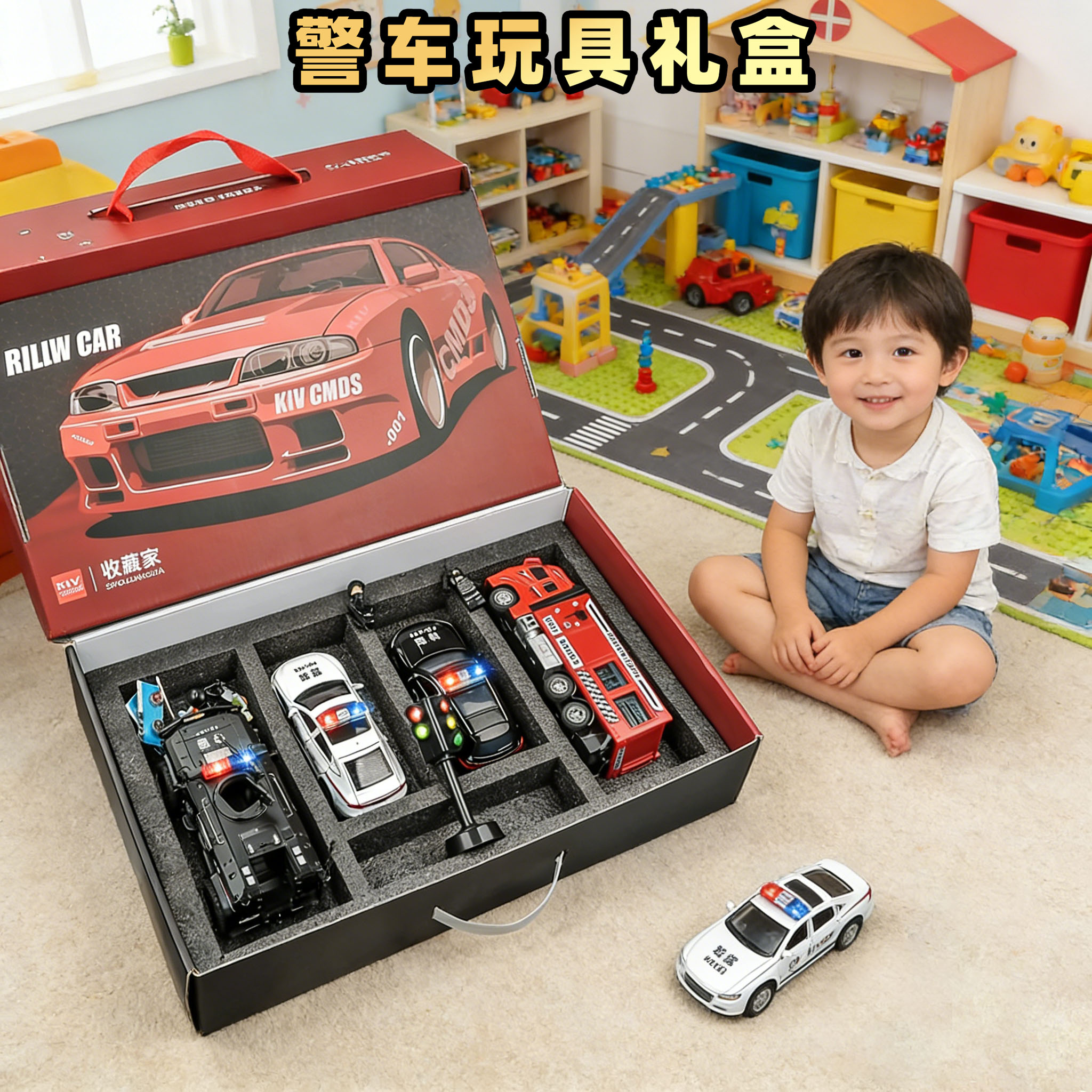 卡威大号警车玩具套装儿