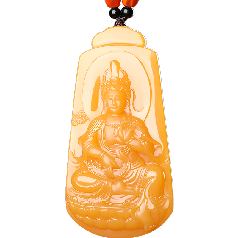 涵怡天然黄龙玉观音吊坠大师弧品