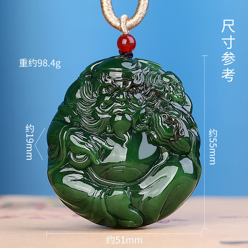 和田玉碧玉钟馗玉石吊坠男女款