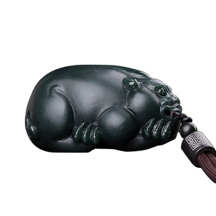 新疆和田玉貔貅手把件塔青玉把玩件男士随身挂件女玉石玉器手玩件