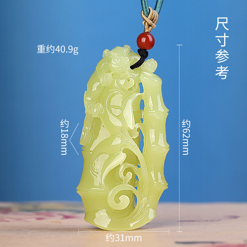 正品精工雕刻和田玉黄玉竹节吊坠节节高升挂件祝福玉石项坠男女款