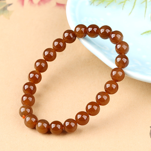 和田玉手链且末糖玉圆珠手串男女珠宝玉器首饰情侣款糖玉佛珠串珠