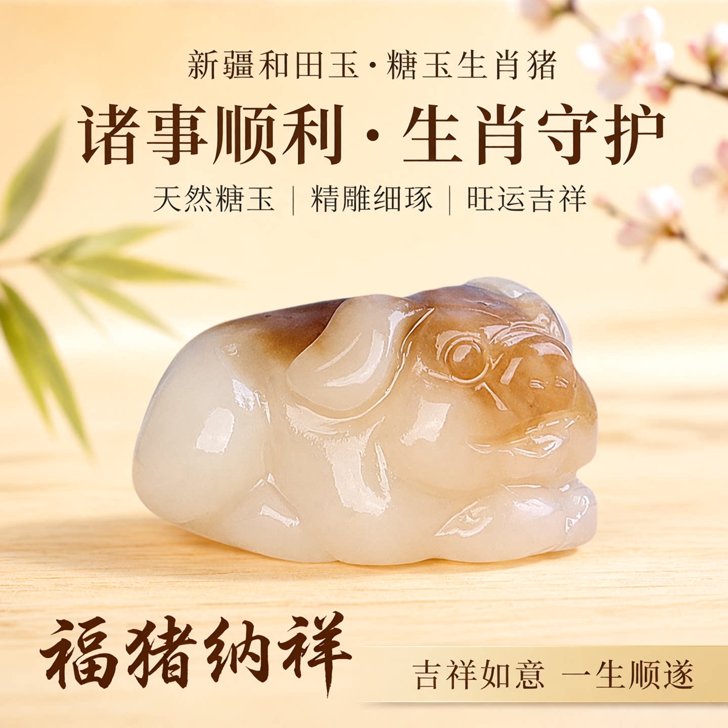 涵怡十二生肖猪吊坠玉挂件