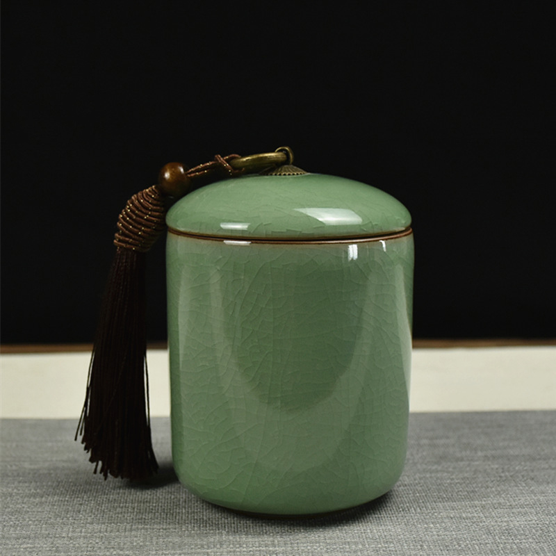 龙泉青瓷茶叶罐陶瓷糖果密封罐小号存茶罐普洱茶叶盒家用酒店茶罐