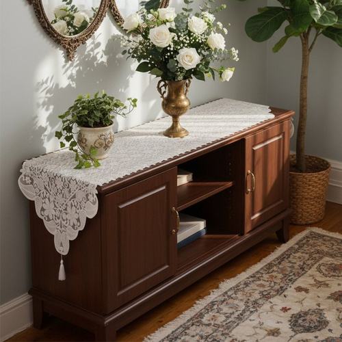 新款法式复古台布氛围感装饰现代简约轻奢书桌餐桌桌旗蕾丝防AQ69