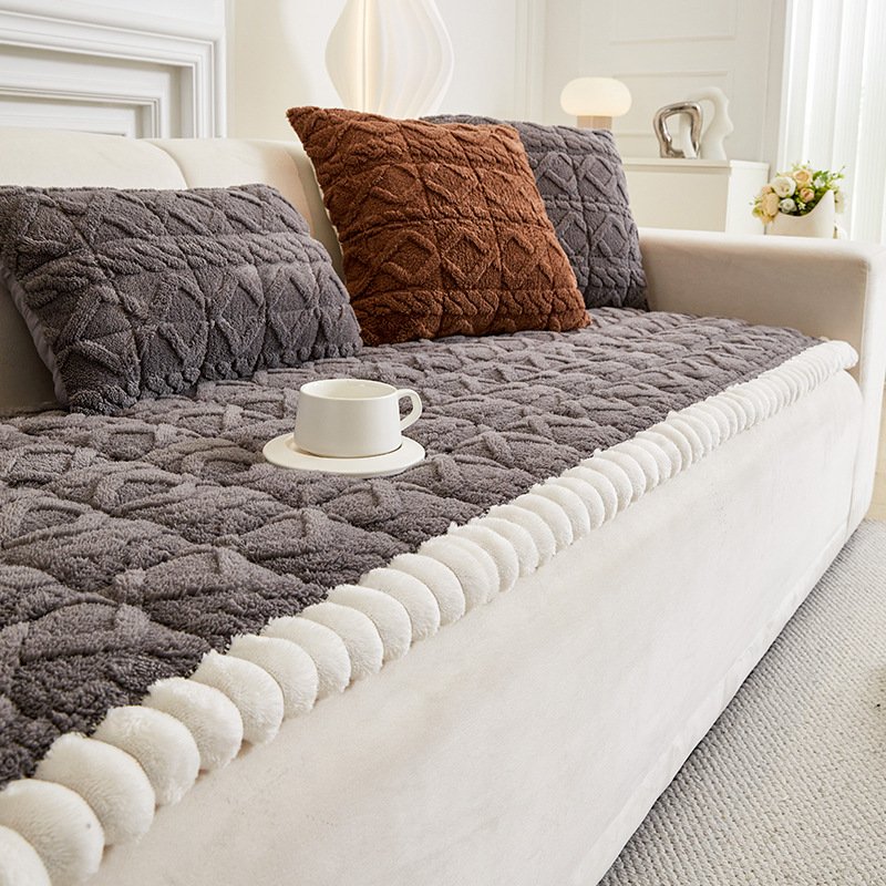 2026新款毛绒馒头垫秋冬款直排加厚坐垫高级感防滑皮沙发套罩AQ75