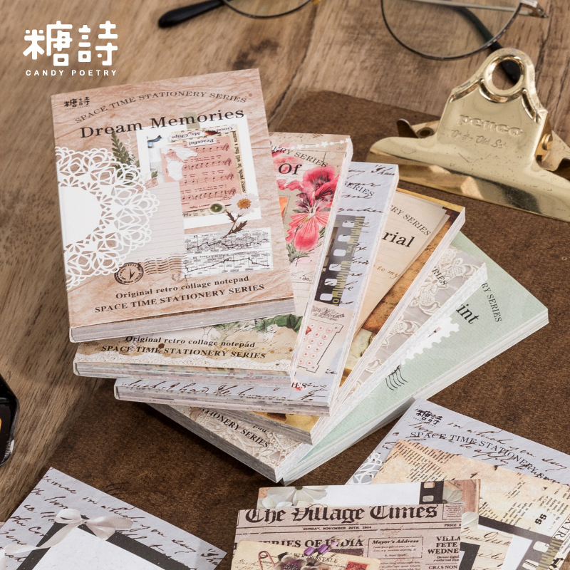 60Pc Vintage Time Letter Lace Writable Material Paper Book