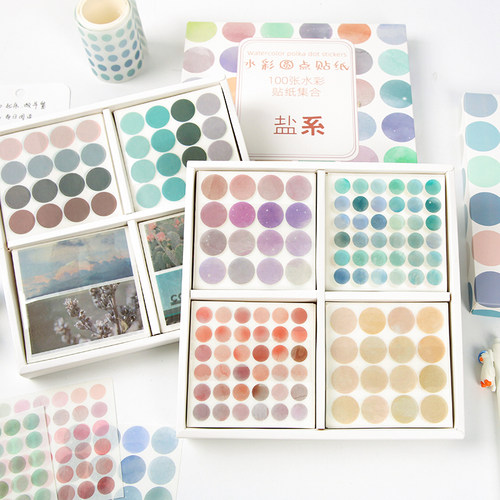 100sheets  Watercolor Polka Dot Sticker Bullet Journaling