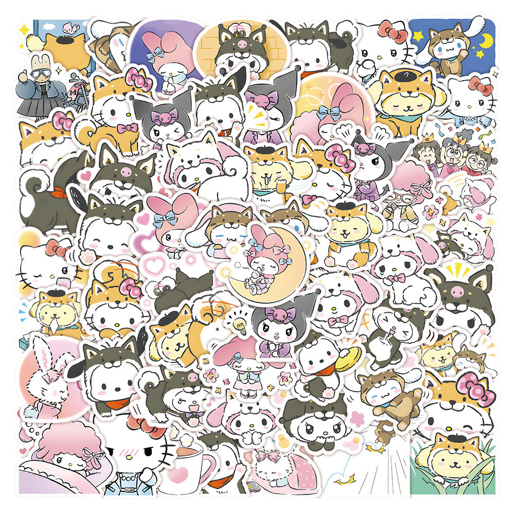 2023 60PCS Cute Kuromi Kitty Anime Cartoon Stickers Decals