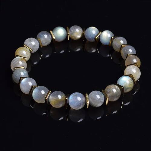 Grey Labradorite Bead Bracelets Natural Stone And Golden