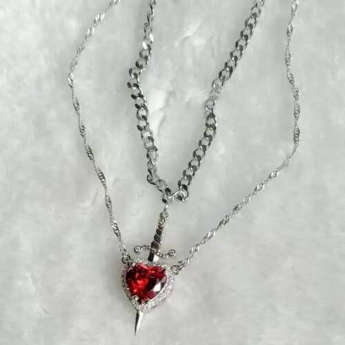 The Snow White Couple Necklace Heart and Sword Pendant