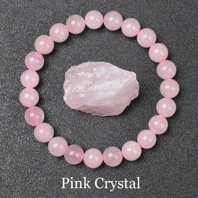 Natural Pink Crystal Bead Bracelet Real Rose Quartzs