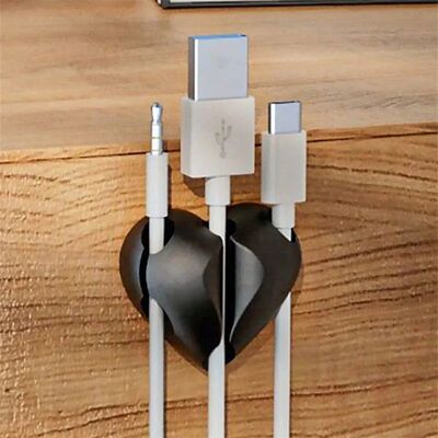 4pcs Heart-Shaped Mini Cable Winder Organizer USB Charging