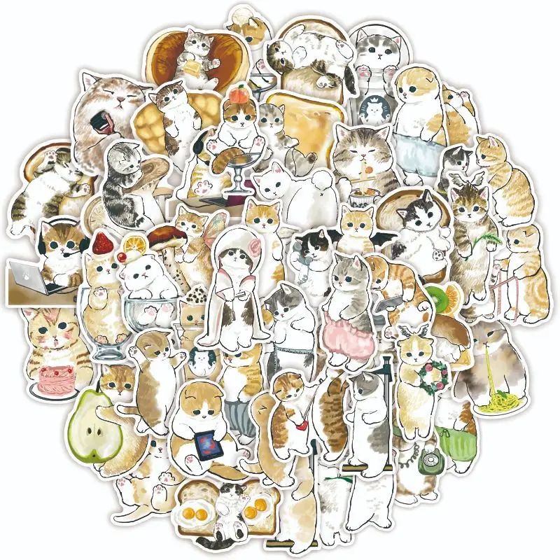 50PCS Cute Cat Stickers For Waterproof Decal Laptop