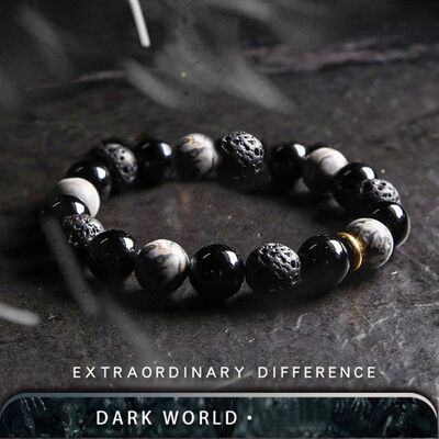 Dark Series Natural Black Onyx Volcanic Rock Map Stone