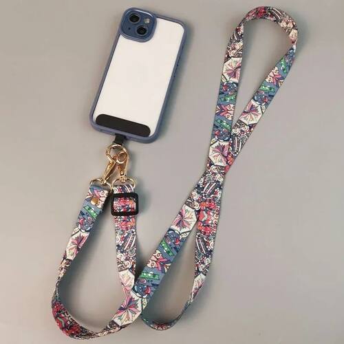 Mobile Phone Clip Antilost Retro Pattern Strap Crossbody