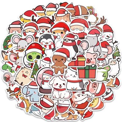 50pcs The Chrismas Animal Santa Claus Stickers Graffiti