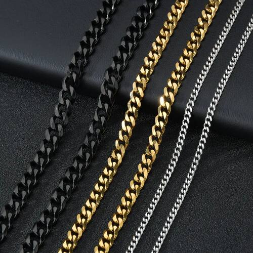 1 piece Size 3.6mm/5mm/7mm Men's Necklace Stainless Steel