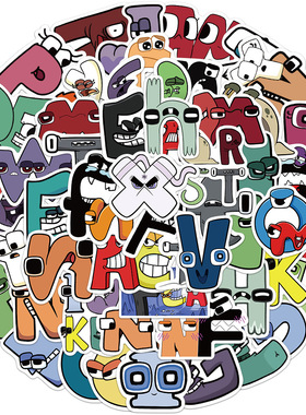 52PCS Alphabet Lore Cartoon stickers Decals Kid Toy Phone