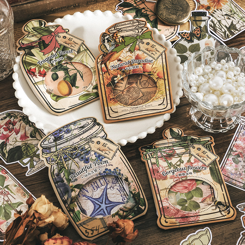 15 pcs Vintage Bottle shape Diy Scrapbooking material paper