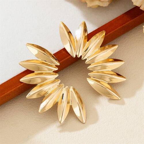 New Exaggerated Fan Shape Women's Hanging Earrings Gold
