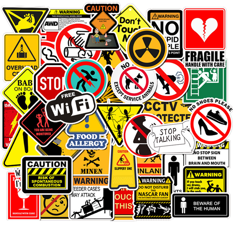 10/30/50PCS Warning Stickers Danger Banning Signs Reminder