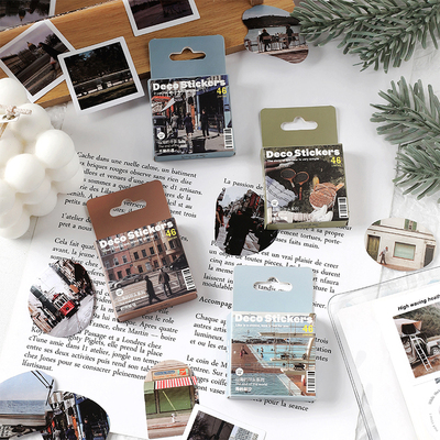 46Pcs/Pack Mountain And Sea Stickers Landscape Scrapbooking