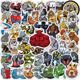 50pcs Fitness Muscle Animals Graffiti Stickers For Laptop