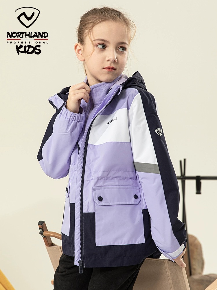 NORTHLAND女童冲锋衣秋冬新品三合一可拆卸摇粒绒内胆防风衣