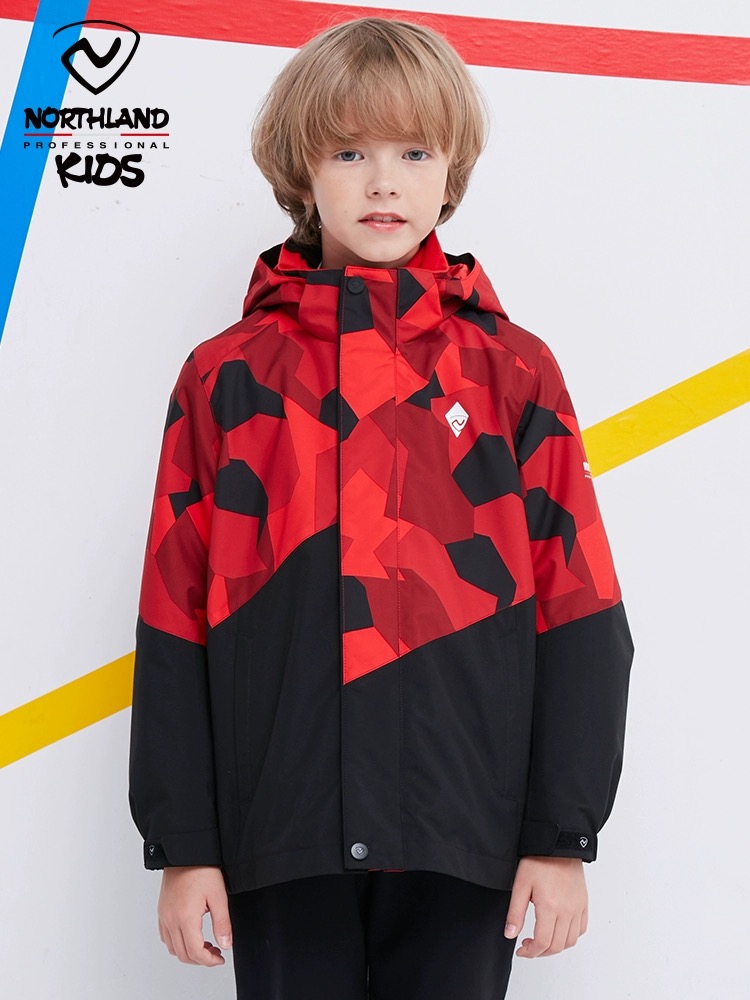 NORTHLAND男童冲锋衣2025时尚迷彩三合一可拆卸摇粒绒内胆夹克