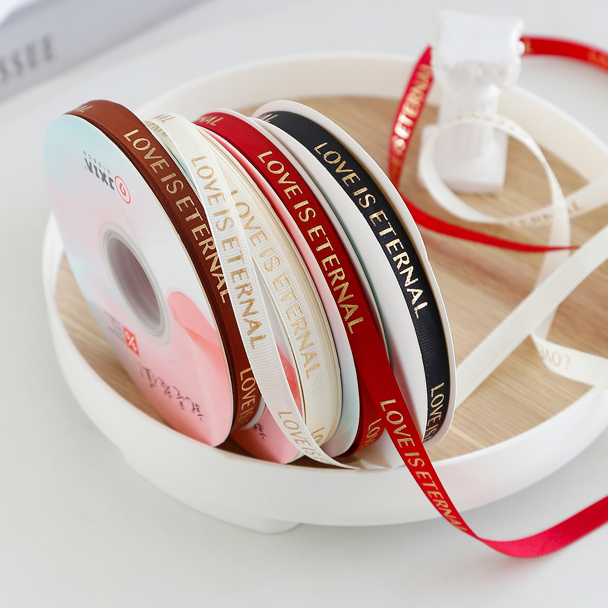 烫金罗纹丝带鲜花礼盒包装立体金