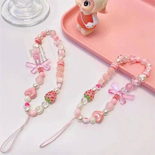 Sweet and Cute Pink Strawberry Mobile Strap Phone Chains
