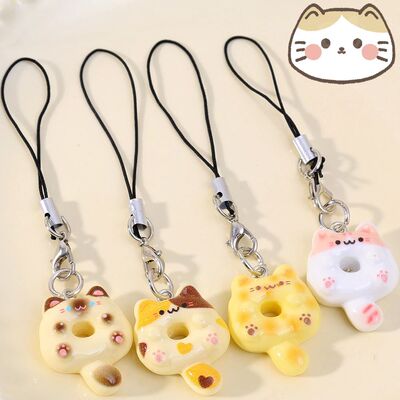 Cute Cartoon Cat Mobile Phone Case Strap Key Chains Bag