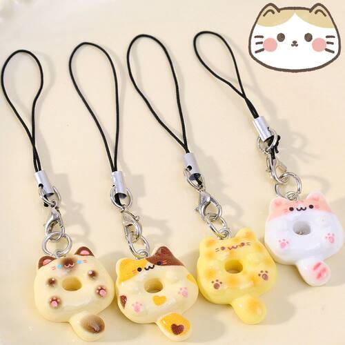 Cute Cartoon Cat Mobile Phone Case Strap Key Chains Bag
