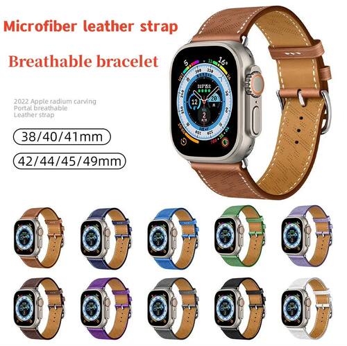 Microfiber leather strap for apple watch Ultra band 41mm 45mm 49mm 38/40mm 42/44mm Breathable