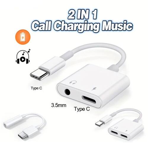 2-in-1 Audio Adapter USB C to 3 5 MM Jack Type-C Charging