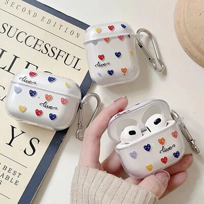 Soft Silicone Love Heart Couple Earphone Case For Apple Airp