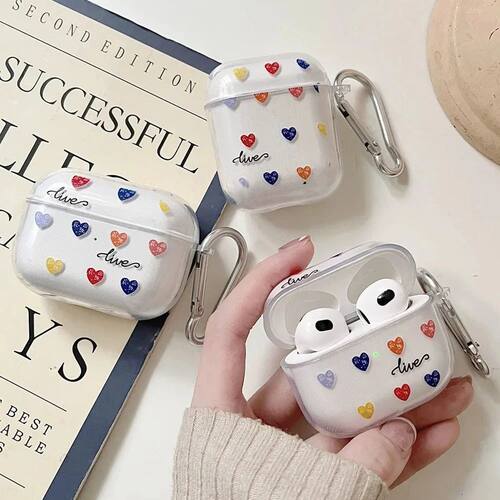 Soft Silicone Love Heart Couple Earphone Case For Apple Airp