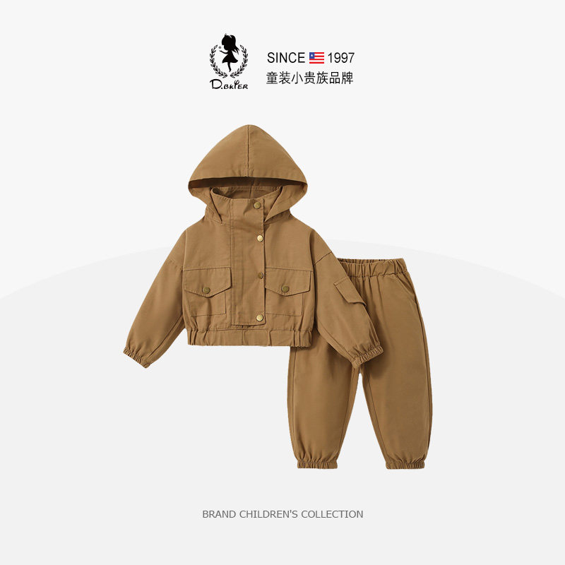 sesameclub原创童装女童套装春装中大童小女孩儿童户外工装裤时髦