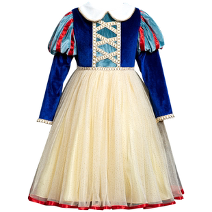 sesameclub女童白雪公主裙秋冬爱莎生日礼服加绒加厚女孩艾莎裙子