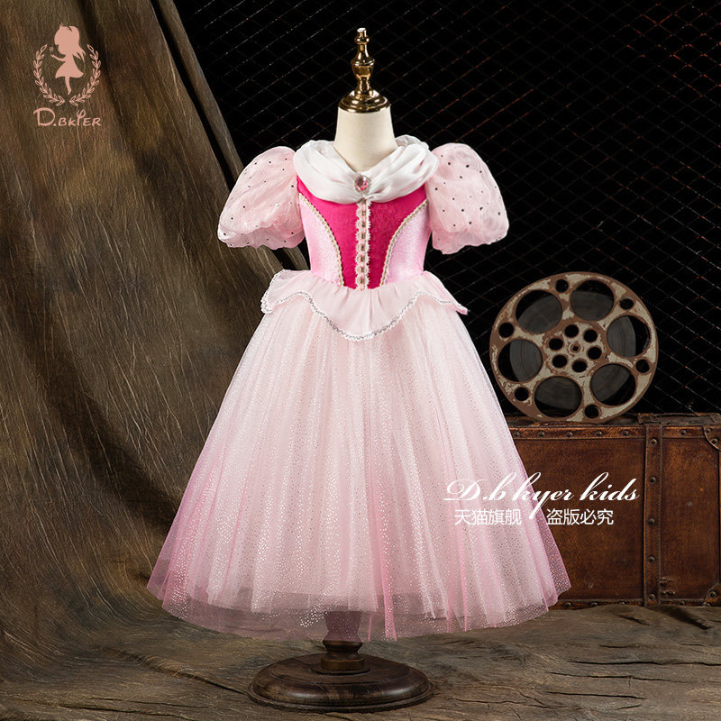 sesameclub女童苏菲亚公主裙夏装长发小女孩生日party小礼服裙子