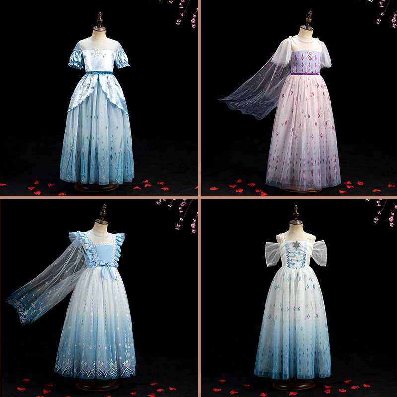 儿童爱莎公主裙女童生日礼服高端洋气超仙灰姑娘连衣裙子夏季新款