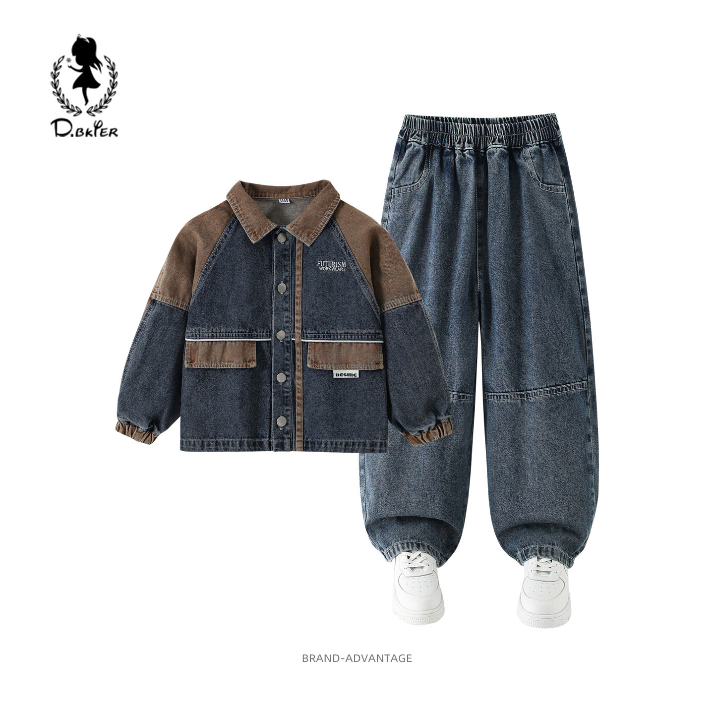 sesameclub男童牛仔阔腿裤套装
