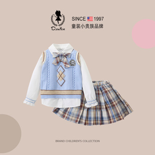 sesameclub正版女童JK套装春季中大儿童学院风衣服洋气女孩裙子春