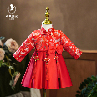 女宝宝周岁礼服秋冬抓周宴女孩婴儿衣服中式兔年新年装连衣裙春装