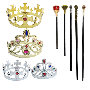 儿童节国王皇冠权杖道具王子皇冠头饰表演出蛇头骷髅头蛇头权法杖